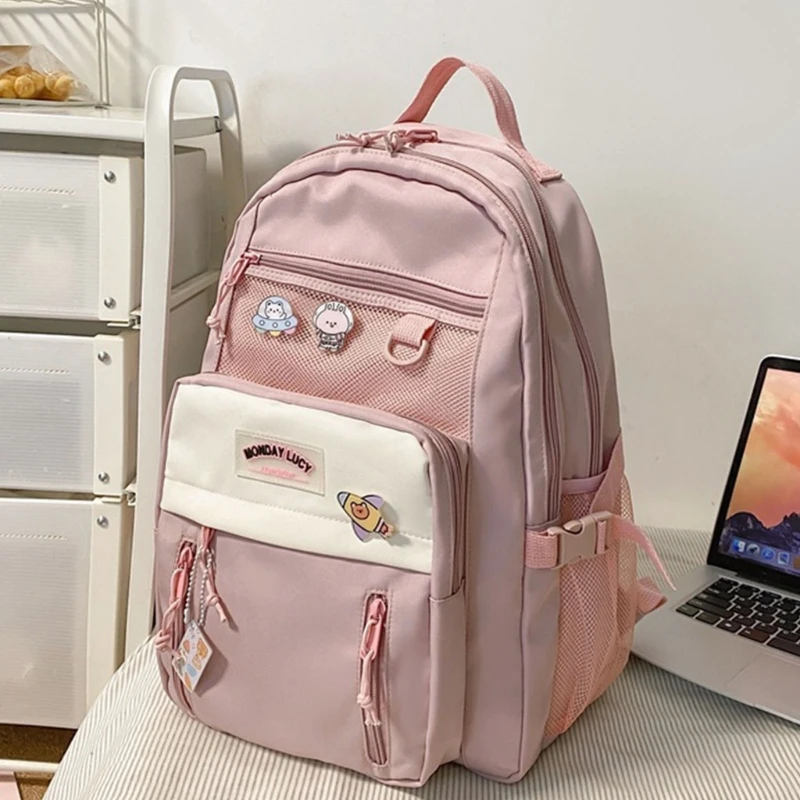 Ransel Nilon Kapasitas Besar Tas Buku Sekolah Perguruan Tinggi Tas Daypack Fashion untuk Remaja