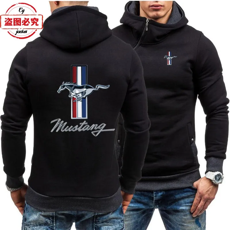 Ford Mustang Racing Logo Printed Men\'s Fashion Top Jacket Casual Hooded Sweater Group Wear Sweatshirt