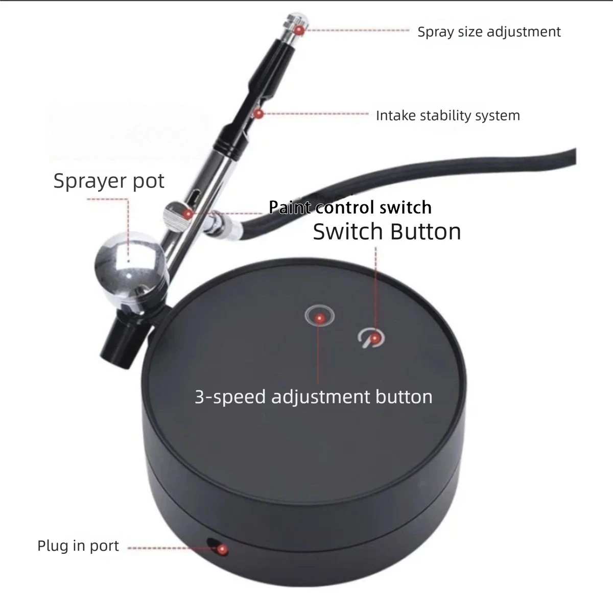 터치 스위치가있는 에어 브러시 압축기 자동 시작 중지 뷰티 메이크업 네일 아트 모델 페인팅을위한 휴대용 에어 브러시 기계