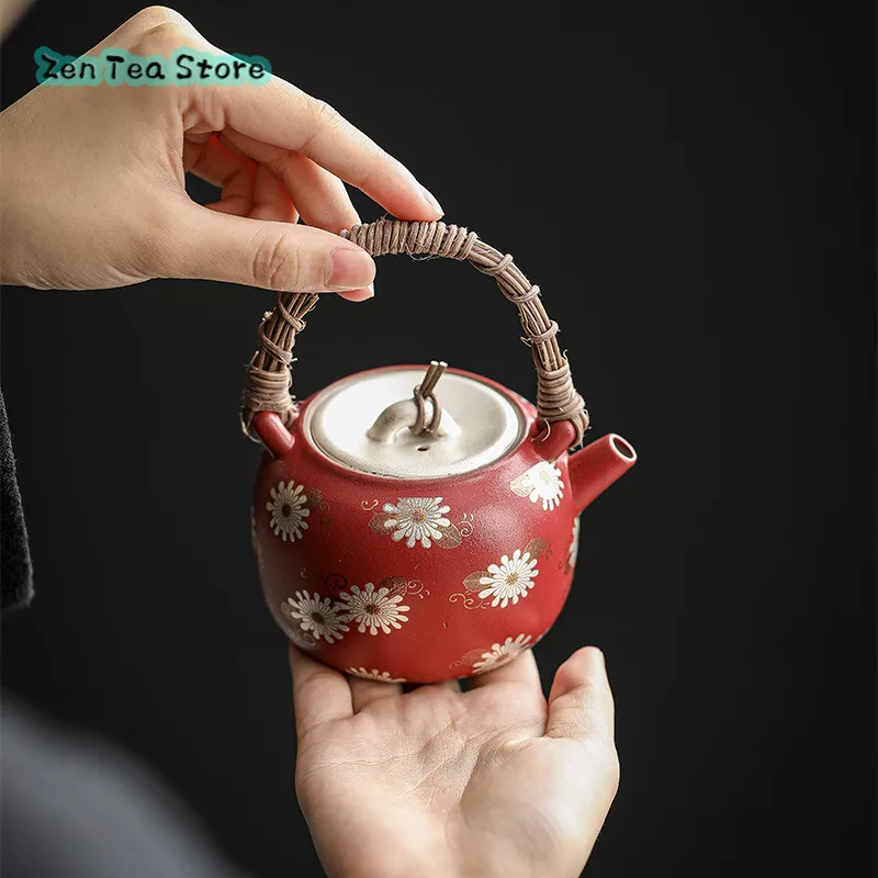 Powder Coarse Pottery Thin Embryo Vintage Small Teapot Pure Handmade Teapot Home Filter Teapot Single Pot Kung Fu Tea Set