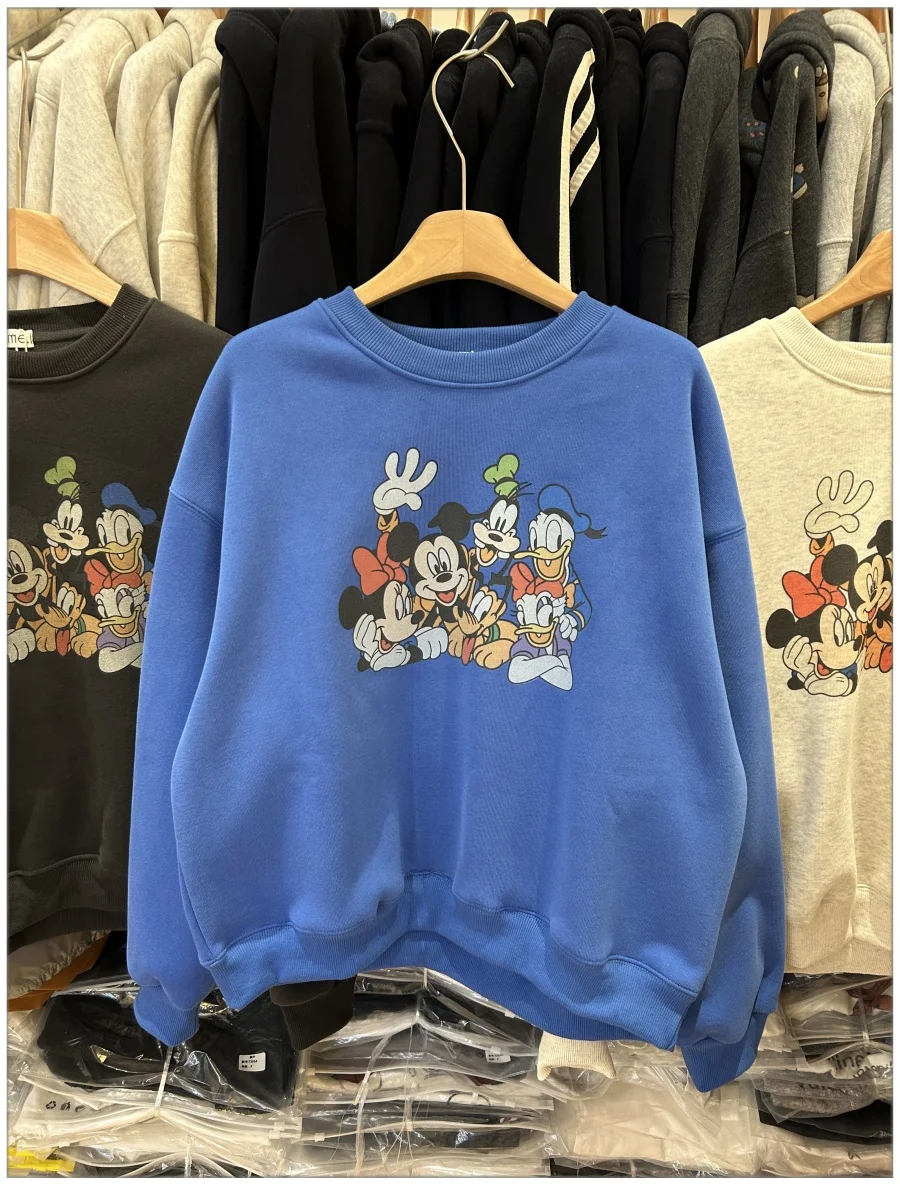 

Модная женская толстовка Dongda Gate с круглым вырезом и мультяшным принтом, корейский стиль, длинный рукав, полиэстер, хлопок