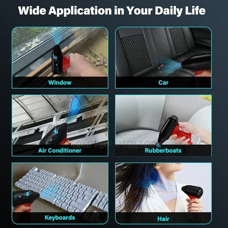 Přenosný turbínový ventilátor pro Milwaukee 12V baterii, bezkartáčový elektrický turbínový ventilátor s tryskou, ruční foukání prachu - náhled 6