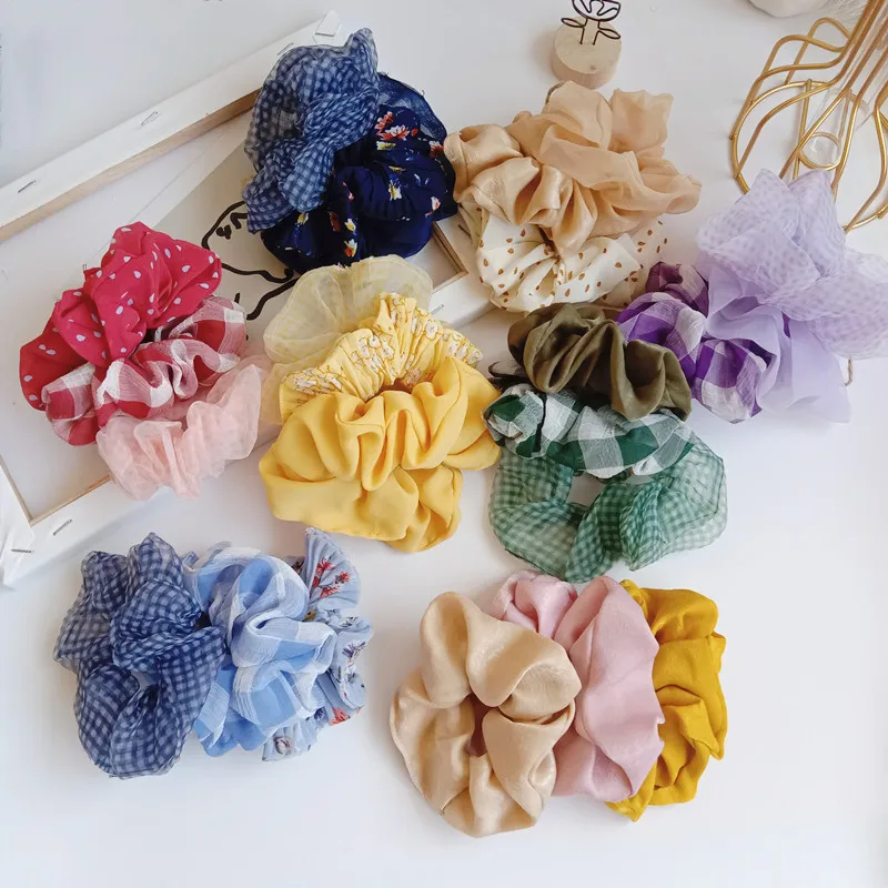 

3PCS/LOT Simple Fabric Rubber Headdress Girls Headbands Ins Summer Hair Accessories for Women Korean Female Elastic Scrunchie