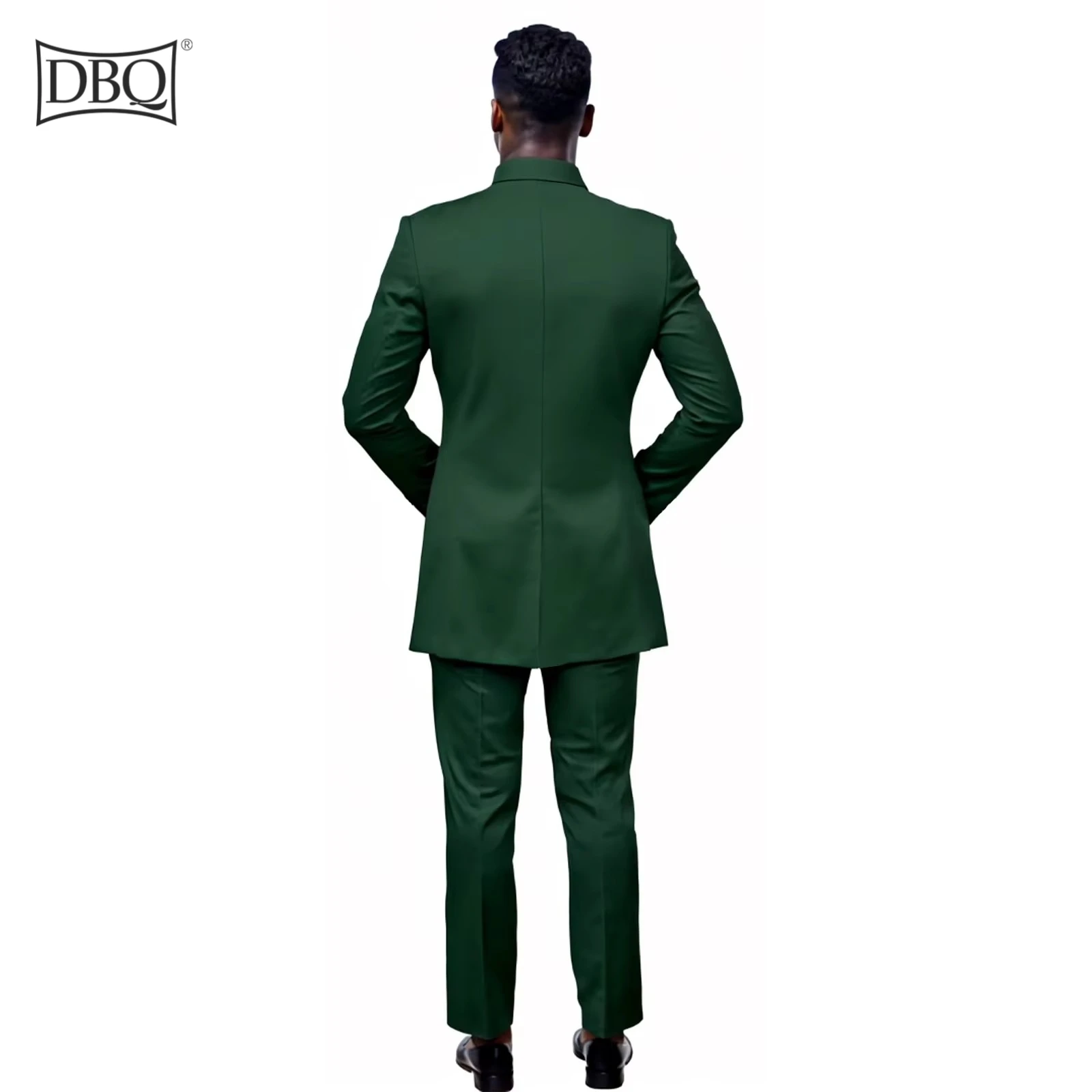 DBQ Mens Slim Fit 2 Piece Suit Three Button Gold Chain Jacket + Pants 2 Piece Set African Clothes