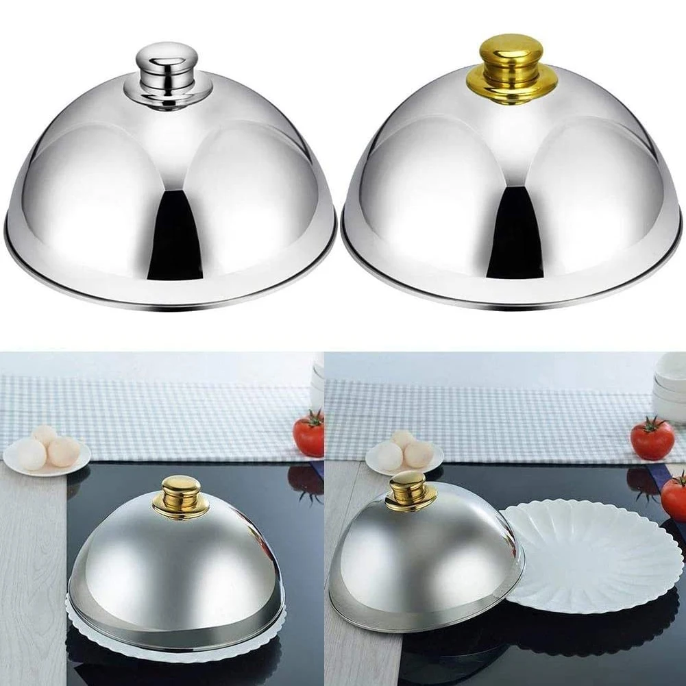 Cloche Food Cover Stainless Steel Cloche Food Cover Dome Serving Plate Dish Dining Dinner for Home Kitchen Restaurant Cafe