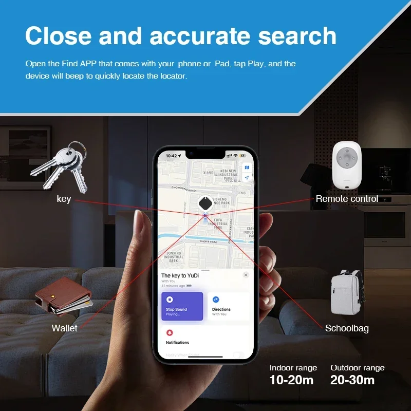 Mini GPS Tracker Key Kids Bag Finder Dog Cat Pet Locator Smart Blue-tooth Tracker Device Anti-lost Reminder for IOS/ Android