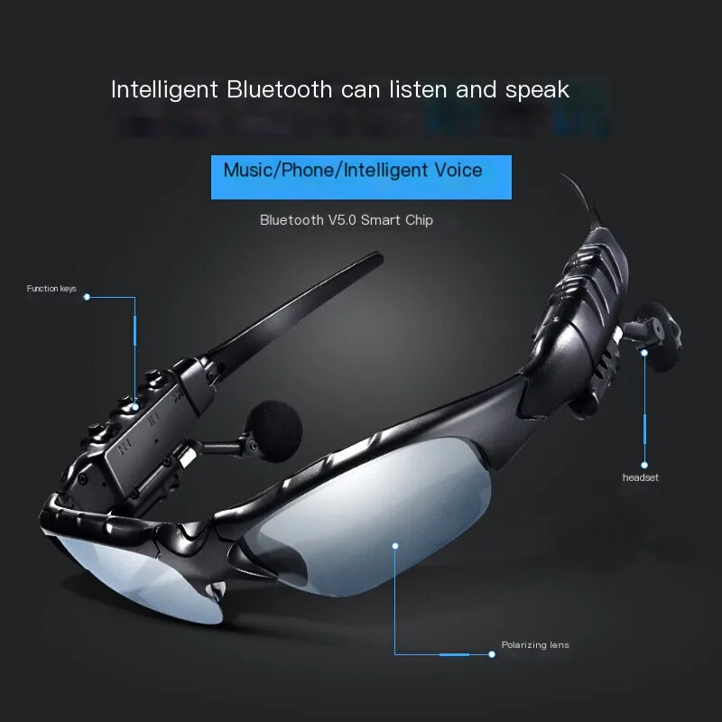 

Black Technology Bluetooth Glasses Earphone Polarized Intelligent Sunglasses Earphone Bluetooth 5.0 Headset For iphone Sumsung