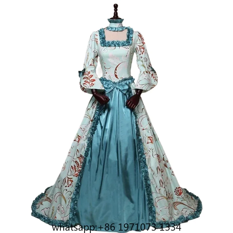 S-4XL Renaissance Victorian Royal Queen Women Costume Elizabeth Ruff Collar Halloween Outfit Medieval Gown Floor Dress For Adult