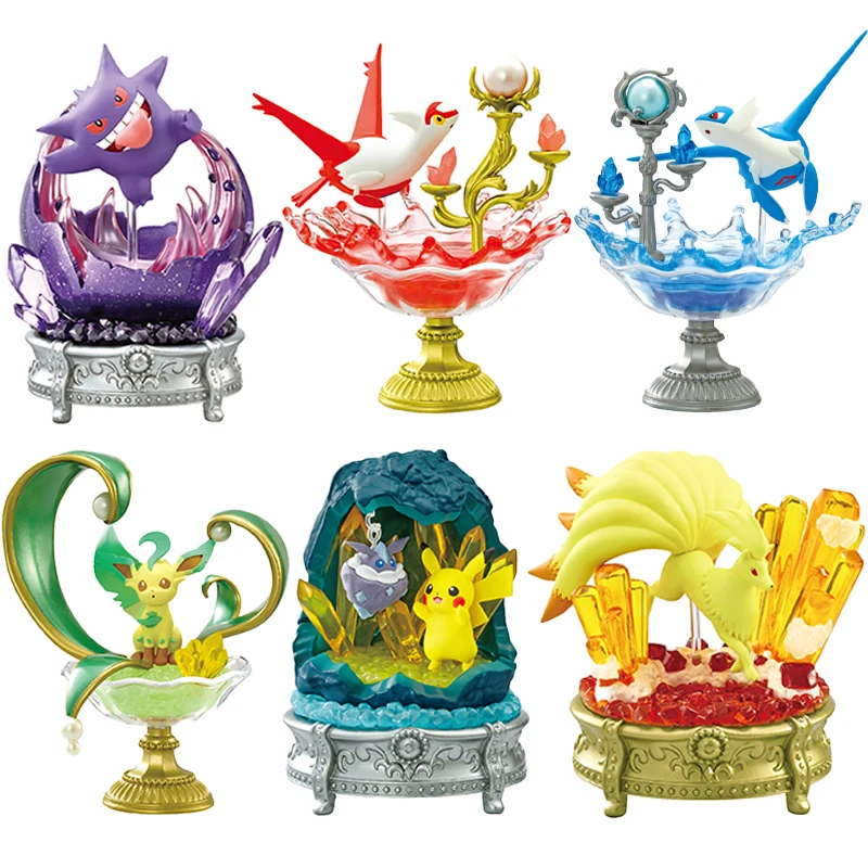 Genuine Re-ment Pokemon Gem Collection 3 Shining Mysterious Miracles Latias Latios Gengar Anime Action Figure Model Toys Gift