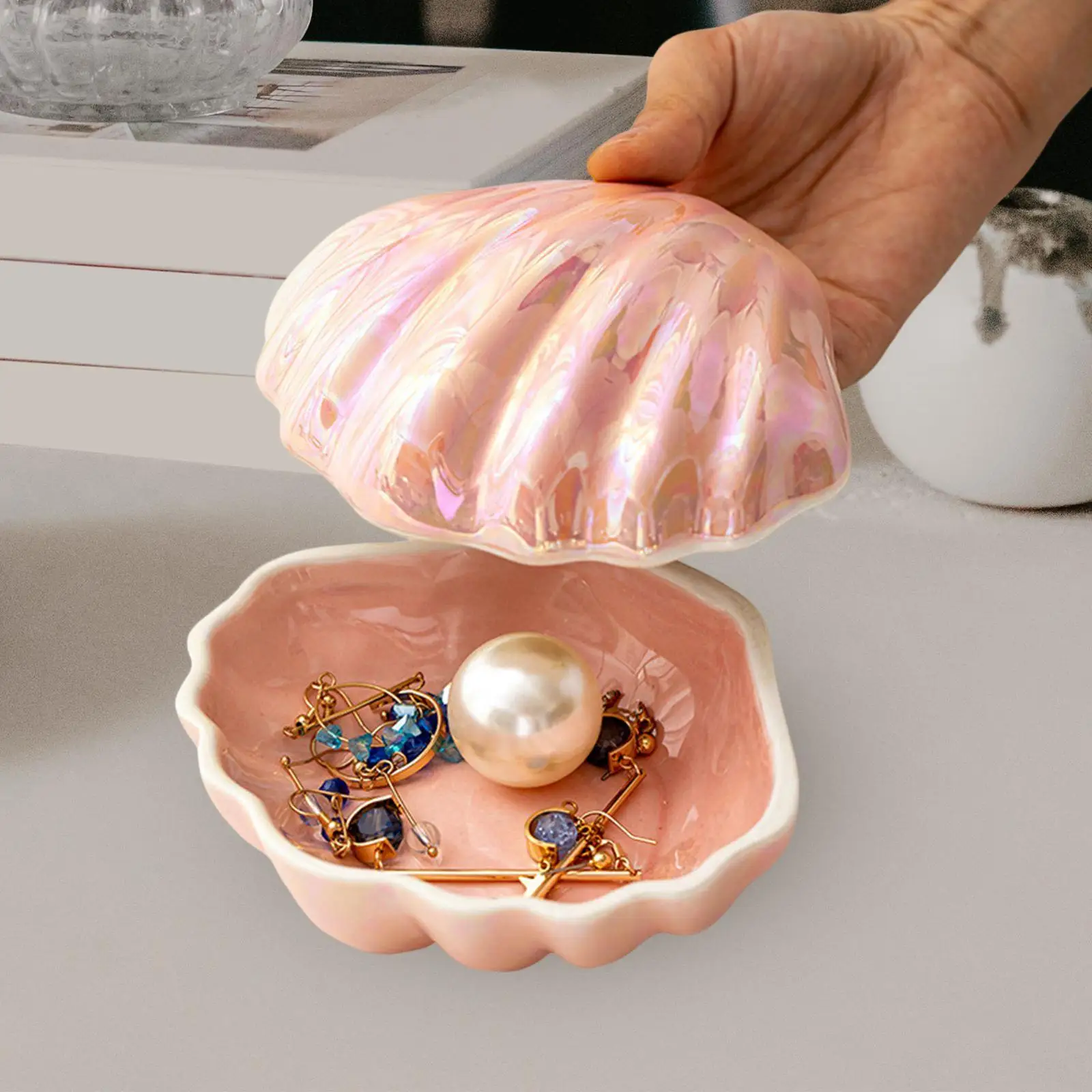 Creative Seashell Jewelry Box Trinket Box for Table Bedroom Decoration