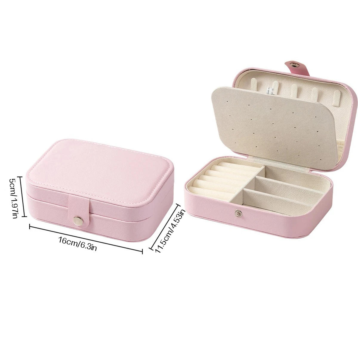 New Portable Multi-Compartment Jewelry Box with Velvet Lining - Travel-Friendly Pink Jewelry Organizer for Accessories - view 4