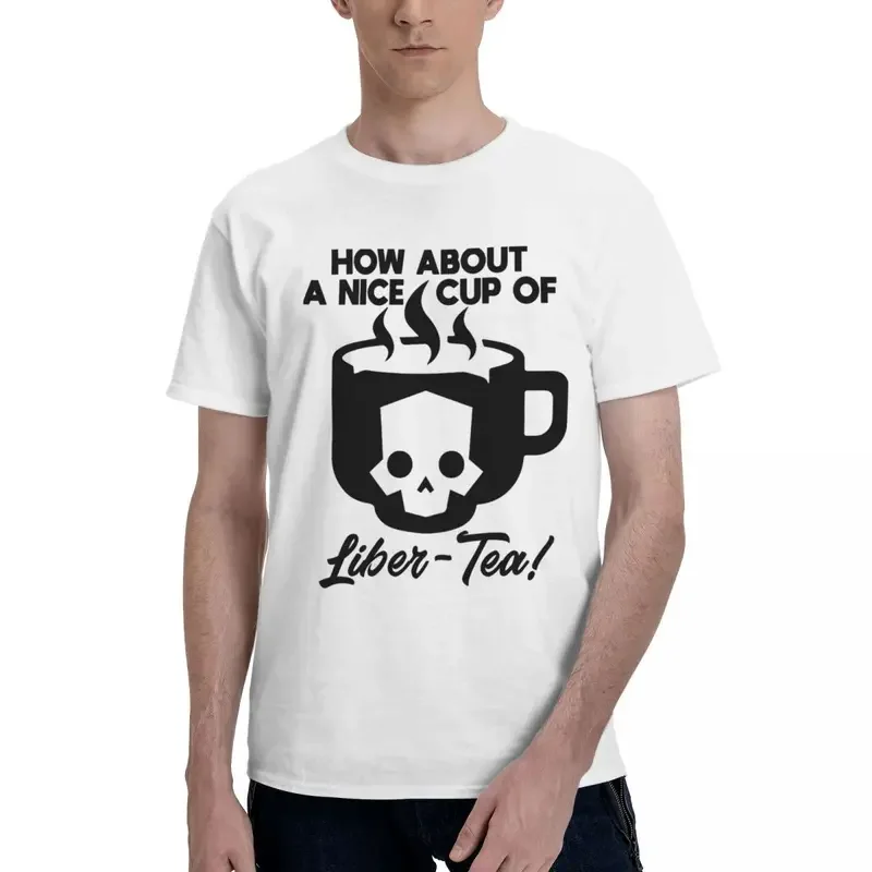 Helldivers How About A Nice Cup Of Liber-Tea T-Shirts Men Video Games Novelty Cotton Tees Crewneck Short Sleeve T Shirts Graphic