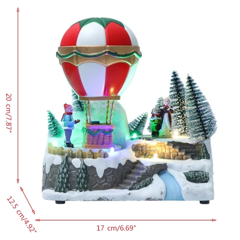 Christmas LED Lighted Snow House Decoration with Music Revolving Hot Air Balloon USB Battery Operated Animated Xmas DropShipping