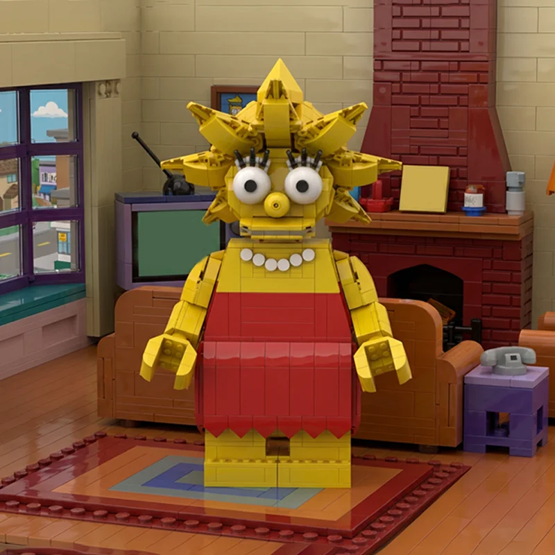 

Набор из 927 деталей MOC: Увеличенная модель минифигурки Симпсона Салли, конструктор, креативная коллекционная игрушка, кирпичики для сборки, подарок на день рождения для детей