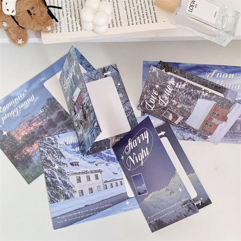 10 Pcs/Pack Scenery Folded Card Set Packing Material Leave Message Card Gift Wrap Thank You Note Greeting Card Supplies