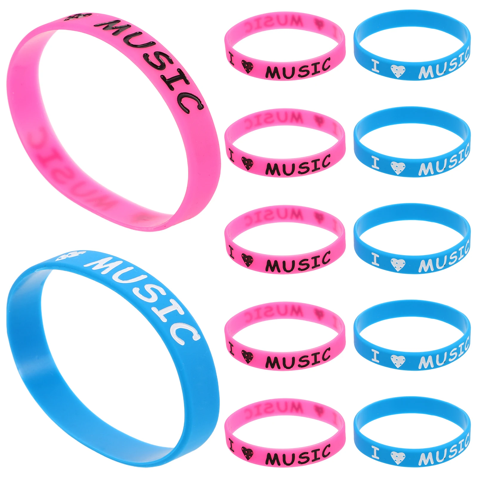 

12pcs Colorful Silicone Wristbands I Love Music Bracelet for Concert Party Festival Gel Bracelets Music Event Accessories