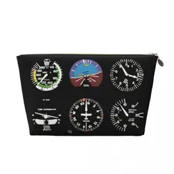 Custom Cockpit Six Dials Flight Simulator Pilot Travel Toiletry Bag Airplane Aircraft Cosmetic Makeup Beauty Storage Dopp Kit