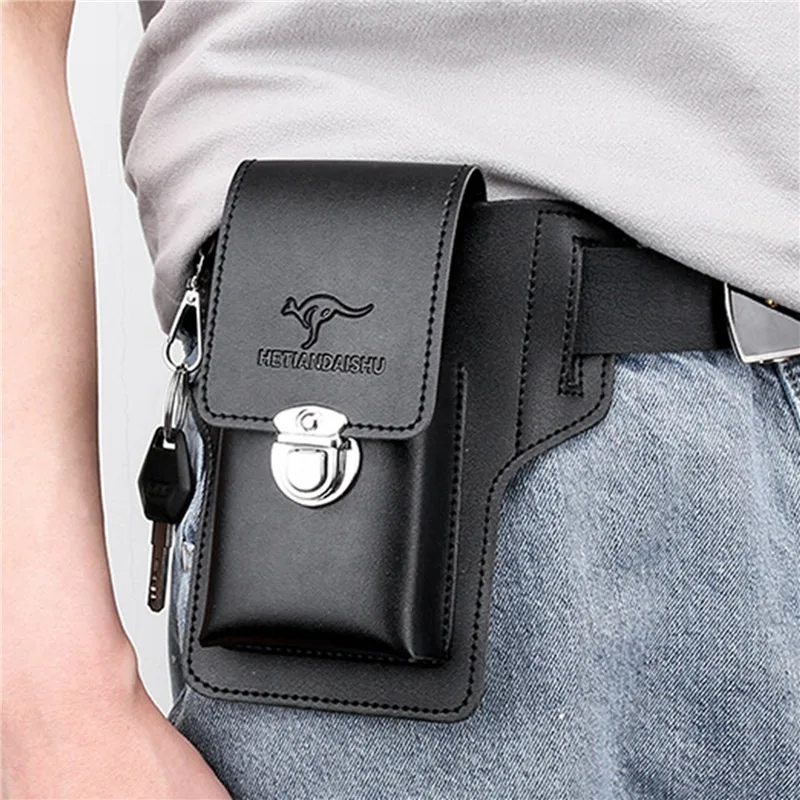 

Phone Belt Bag For Men Bags Cell Phone Loop Holster Phone Pouch Wallet High Quality Multifunctional PU Leather Phone Case