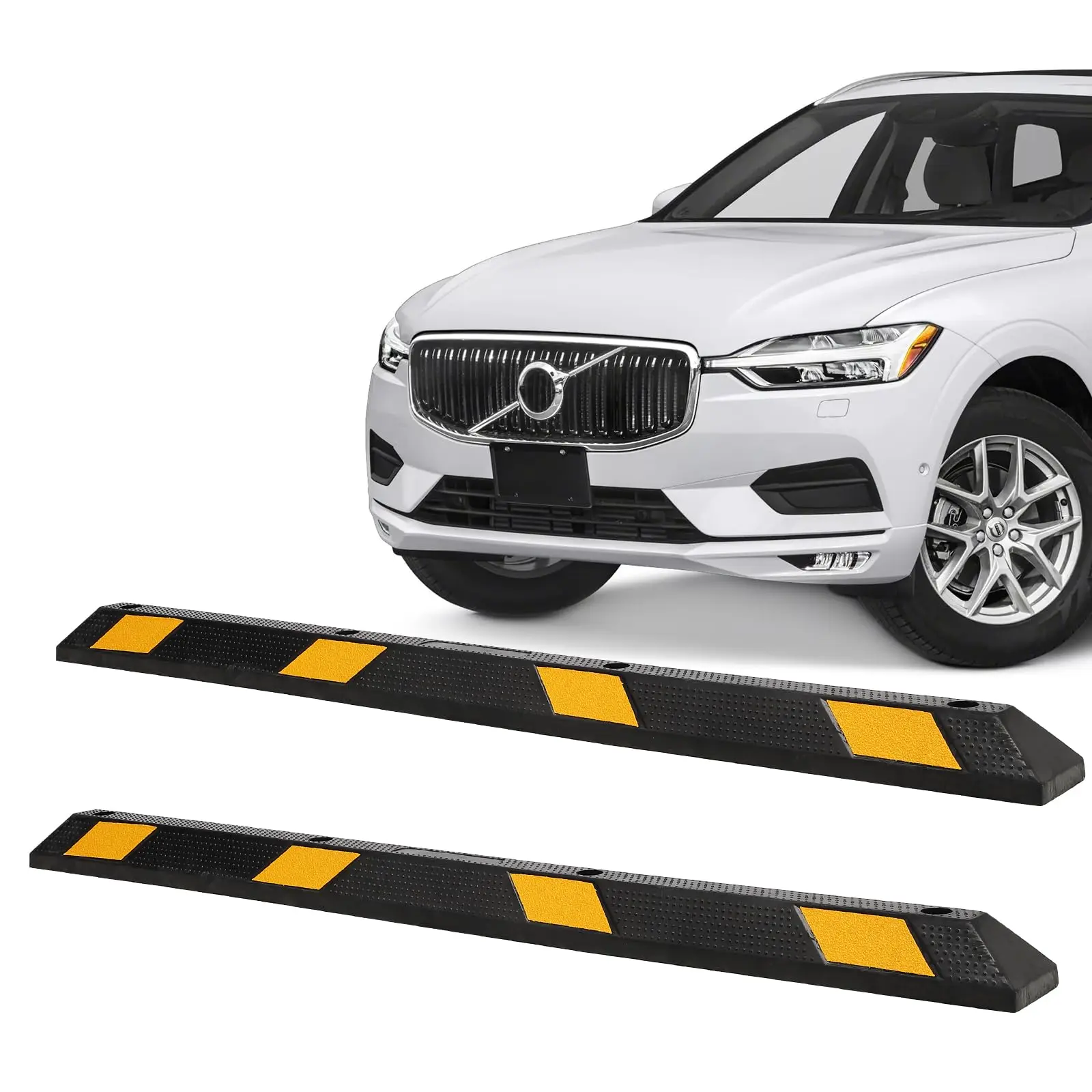 

2 Pack 73 Inch Heavy Duty Rubber Parking Curbs Wheel Stopper 55000LB Reflective Block For Garage Driveway Commercial Lot