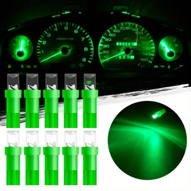10pcs T5 73 LED Car Dashboard Lights T5 W1.2W 286 LED Instrument Dash Light Bulbs Car Interior Lamps White Red Yellow Blue Green