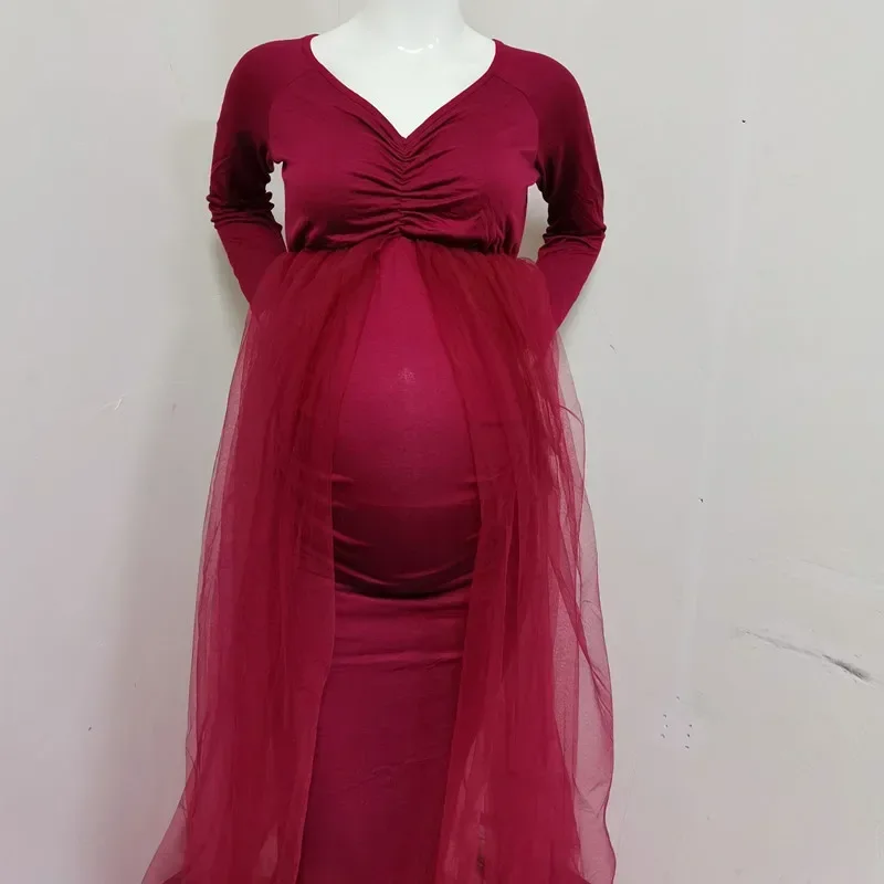 

Lace Maternity Dresses For Photo Shoot Pregnant Women Baby Shower Dress Sweep Train Maxi Gown Pregnancy Dress Photography Props