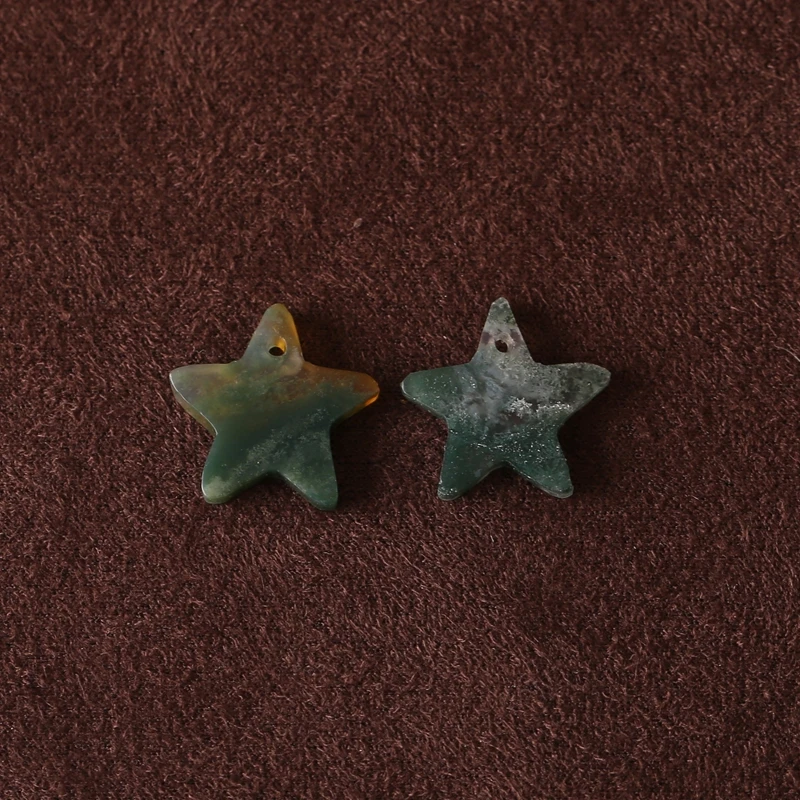 

B & F натуральный мох агат звезда серьги бусины 15x2 мм ручной работы драгоценный камень принадлежности для изготовления ювелирных изделий 1,2 г
