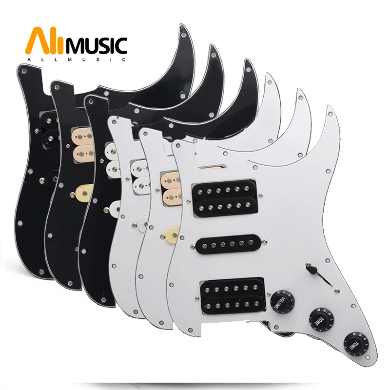 HSH Pickguard Circuits Electric Guitar Pickguard HSH Loaded Prewired Scratchplate Assembly Black/White