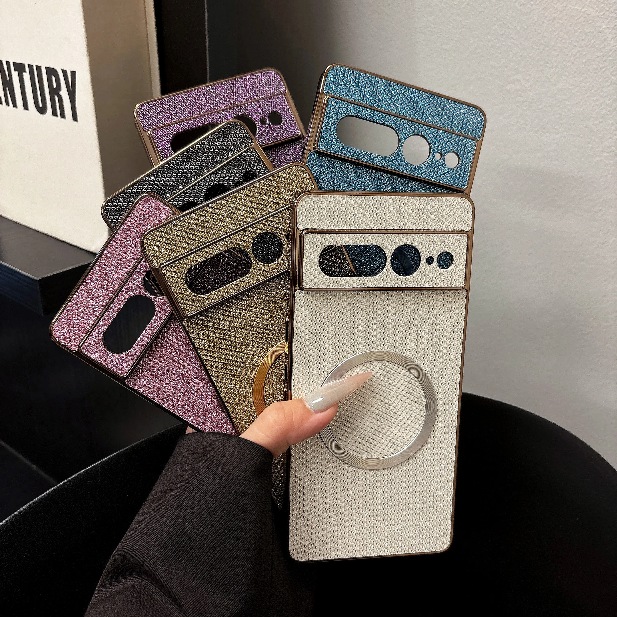 

Для Google Pixel 7A 7 7 Pro 6A 6 6 Pro блестящий кожаный магнитный чехол с защитой от падения и отпечатков пальцев, защита от царапин, чехол для телефона