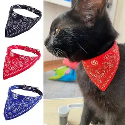 TONG Small Dog Cat Bandana Collar Adjustable Puppy Dog Kitten Neckerchief Collar Printed Triangular Scarf Pet Collar for Cat