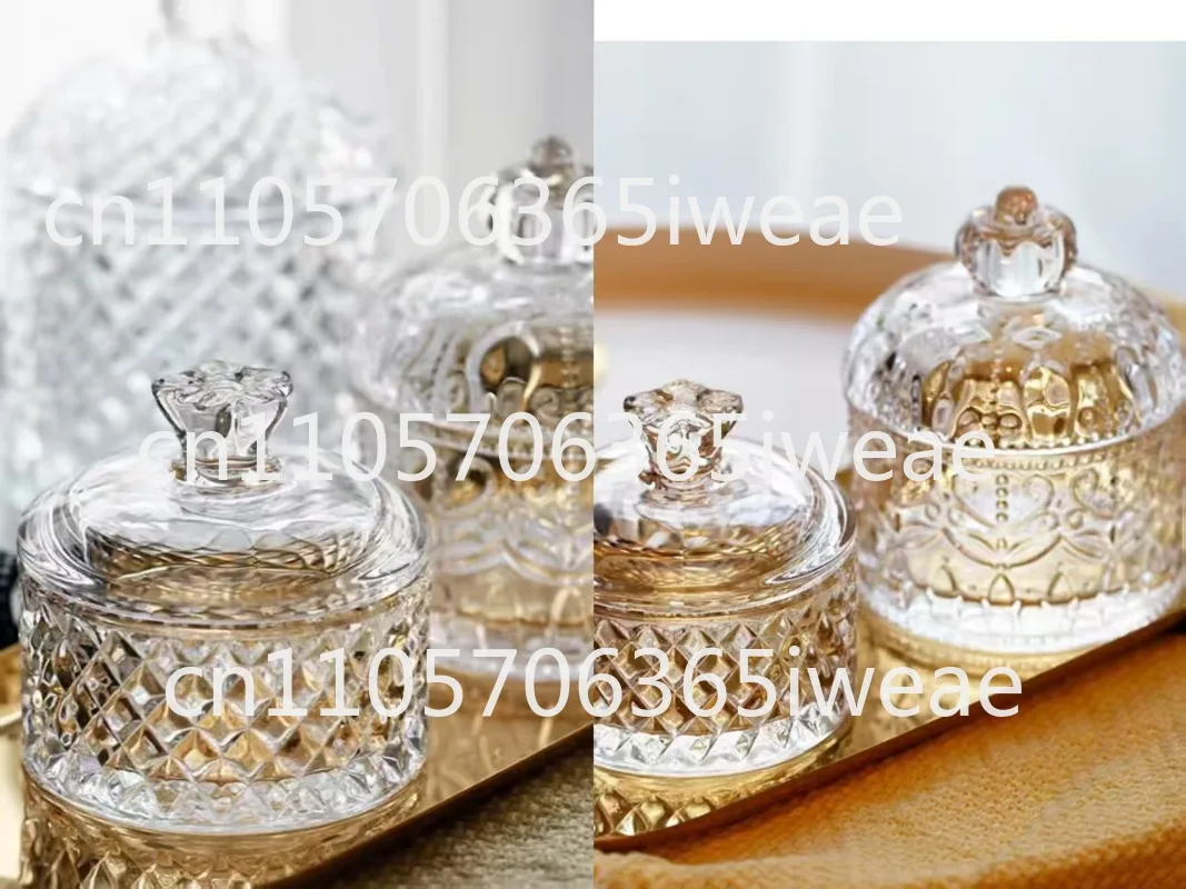 Crystal Roman Glass Jar, Exquisite Relief, Small Candy Jar, Wedding, Holiday, Makeup, Jewelry Storage, Home Decoration