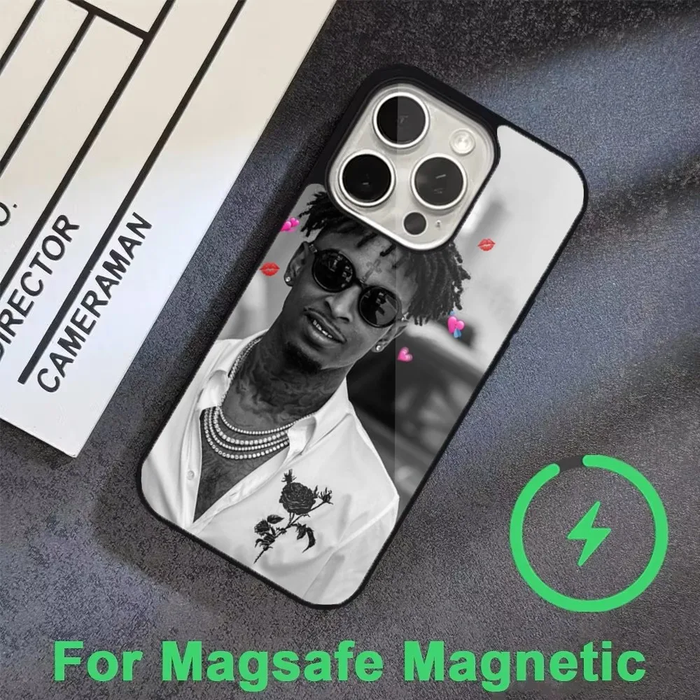 21 S-Savage I-ISSA حافظة هاتف مغني الراب لهواتف iPhone 16,15,14,13,12,11,Pro,Max,Plus,Mini,Magsafe,حافظة شحن لاسلكية مغناطيسية