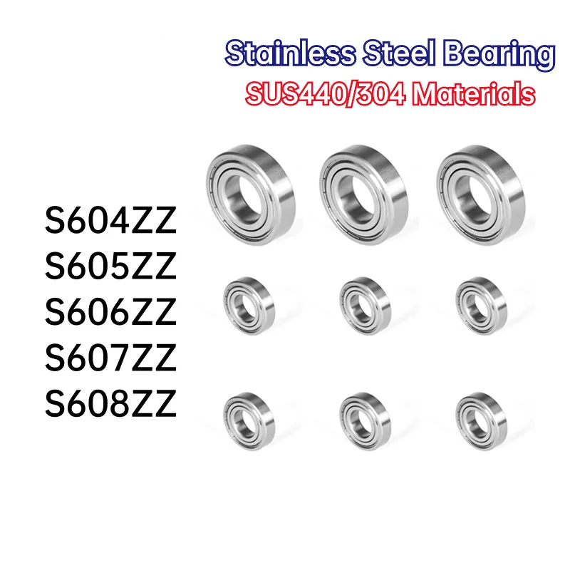 5PCS Micro Bearing 440/304 Stainless Steel Bearing S604ZZ 4*12*4MM Waterproof And Corrosion Resistant Deep Groove Ball Bearings