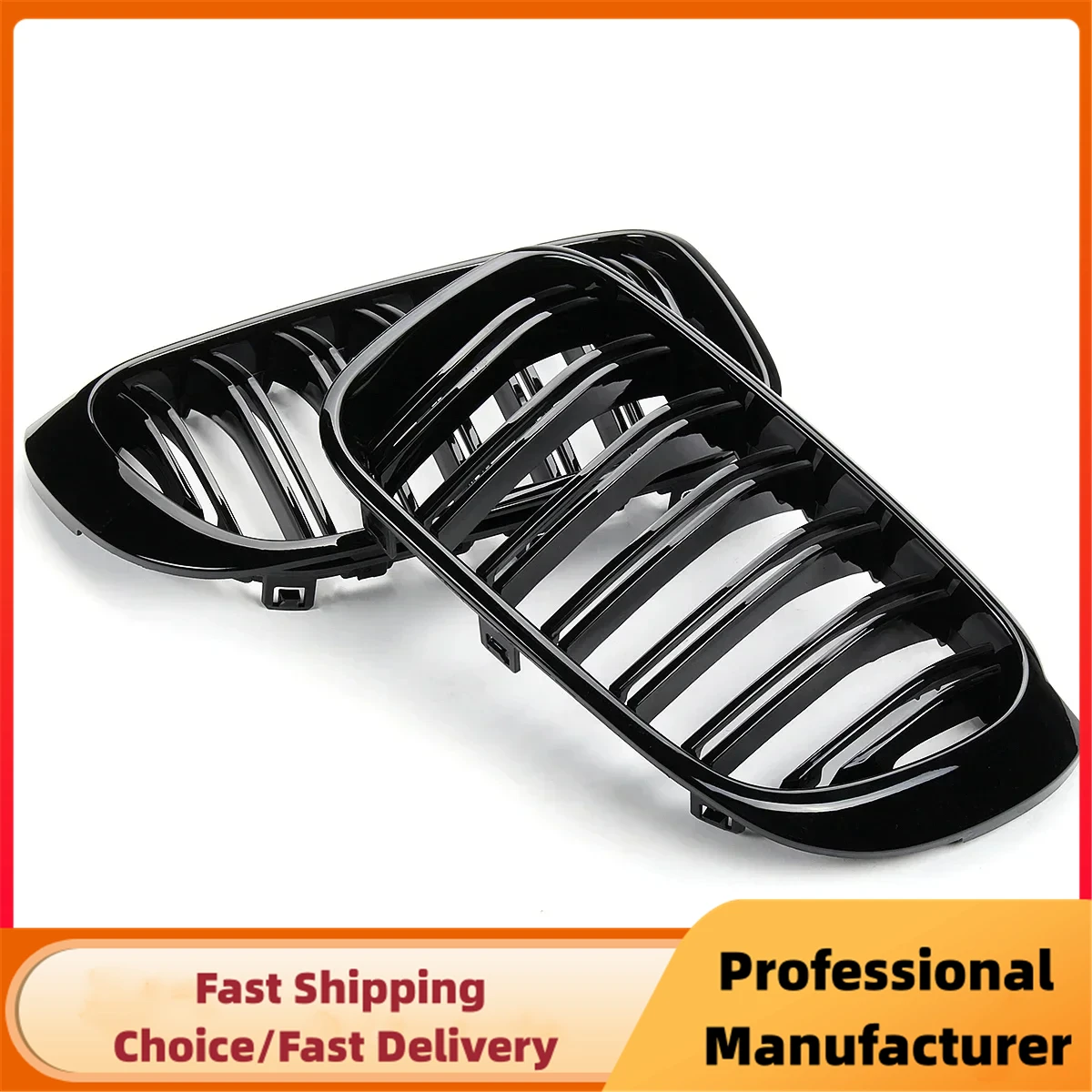 For BMW X3 X4 F25 F26 2014 2015 2016 2017 Front Bumper Kidney Racing Grille 1Pair Car Double Line Sport Grill Glossy Black Cover