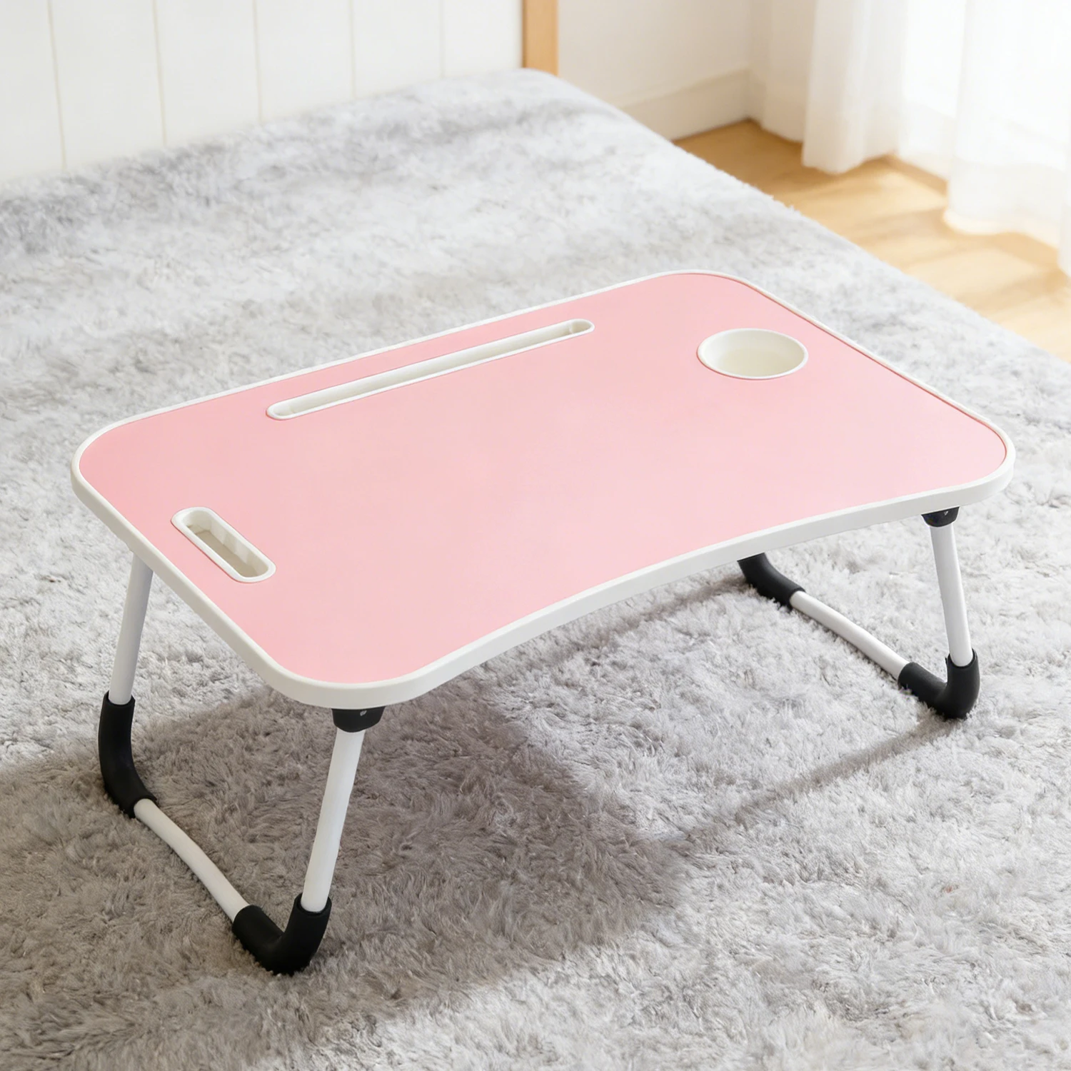 Simple, Sturdy, Durable, Wireless Charging Capable, Foldable Small Table, Bed Laptop Table