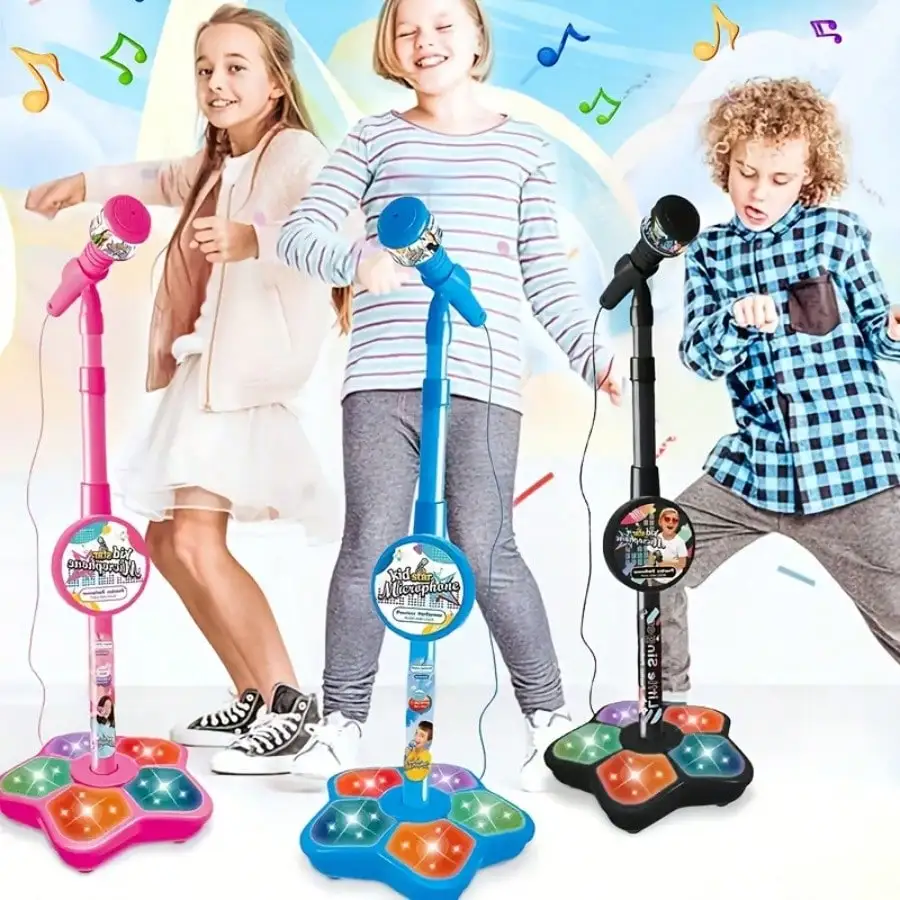 New Children's Microphone With Stand, Simulated Standing Karaoke Song Toy, A Birthday Gift For Boys And Girls.