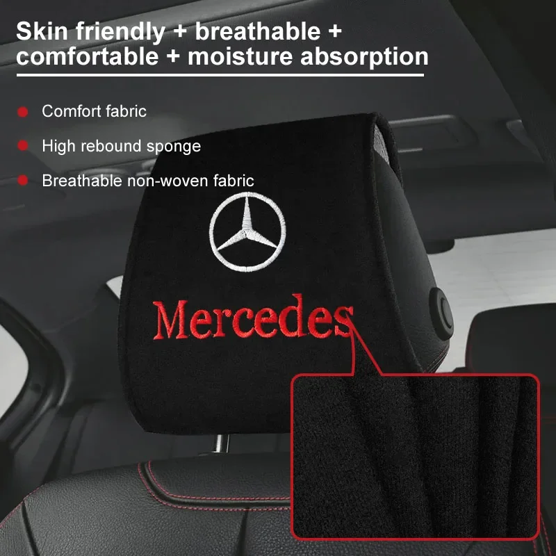 Car Seat Back Headrest Pillow Dustproof Cover Cotton Support Pads Covers For Mercedes benz A B C E S R G Class GLK GLA C200 E200