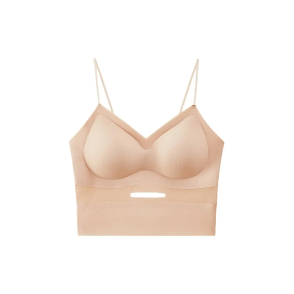 

Elegant with Chest Cushion Bra Ice Silk Camisole Solid Color Slim Fit Crop Tops Sleeveless Non Trace Suspender Vest Ladies