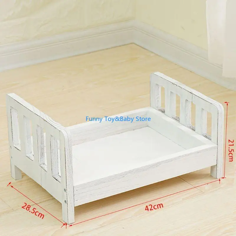 C90B Đạo cụ sơ sinh cho nhiếp ảnh cậu bé bằng gỗ có thể tháo rời giường cổ điển Fotografia acessories