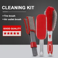 3PCS Car Double Head Brushes Air Vent Cleaning Conditioner Grille Duster Wipe Auto Detailing Cleaner Car Interior Cleaning Tools