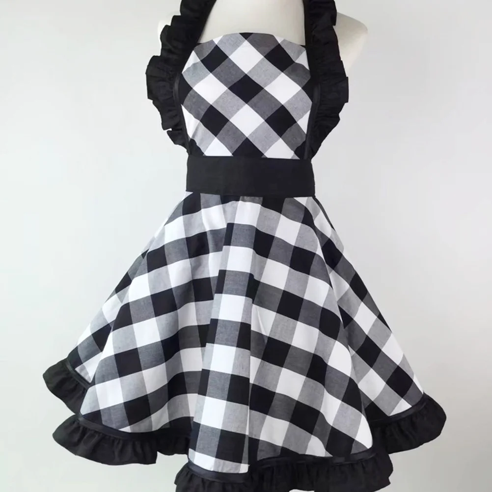 

Kitchen Apron Cotton Plaid Cooking Baking Chef Household Lightweight Fashion Design Fine Printing Meticulous