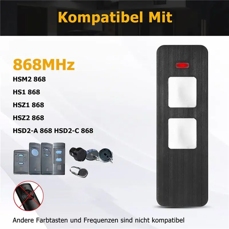 4X 868Mhz Remote Control Garage Door,2 Channels Remote Control Compatible For Summer 4015862001900, Door Remote Control-Y41A