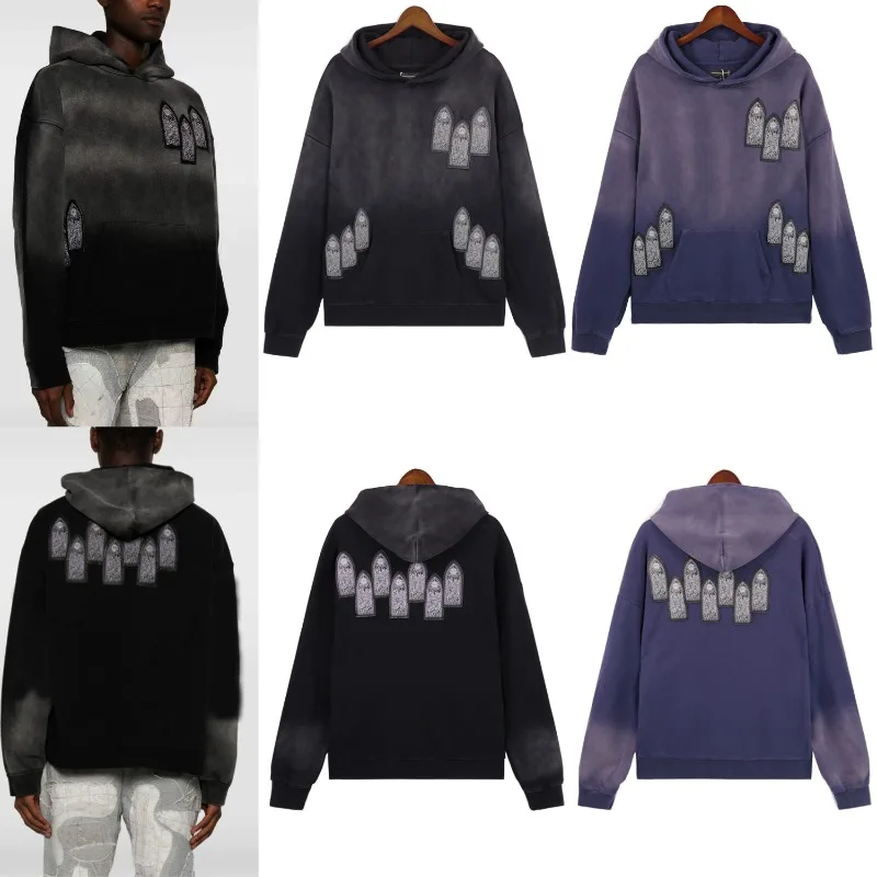 Who Decides War Hoodies Wash Do Old Applique Cloth Embroidered Hoodie High Street Wind Men's Women's Pullover Sweatshirt