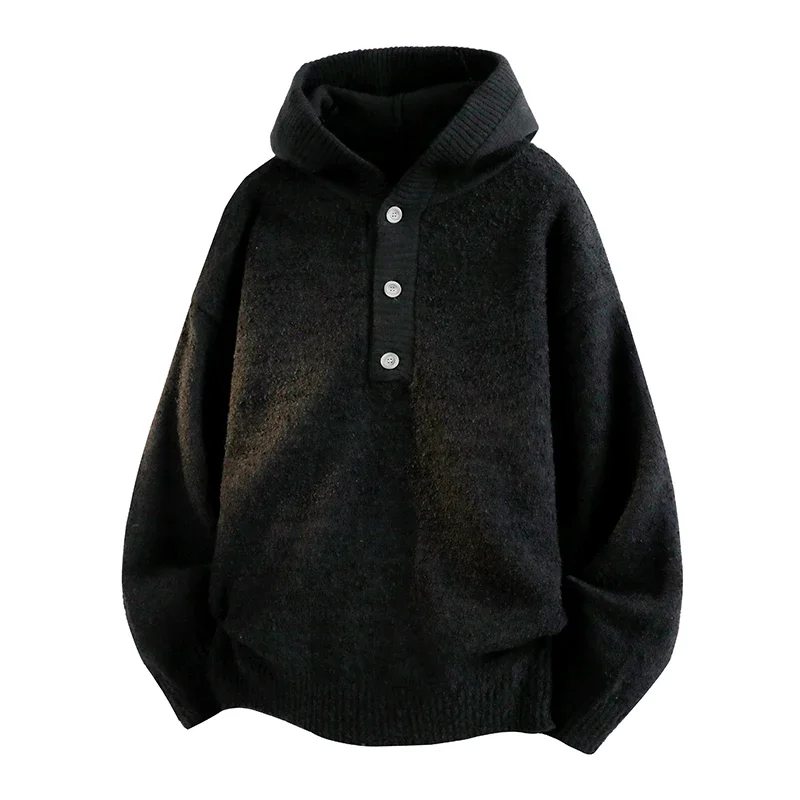 Fashion Men's Casual Stand Collar Pullover Sweater Long Sleeve Cable Knit Sweatshirt Quarter Button Up Knit Sweater for Men
