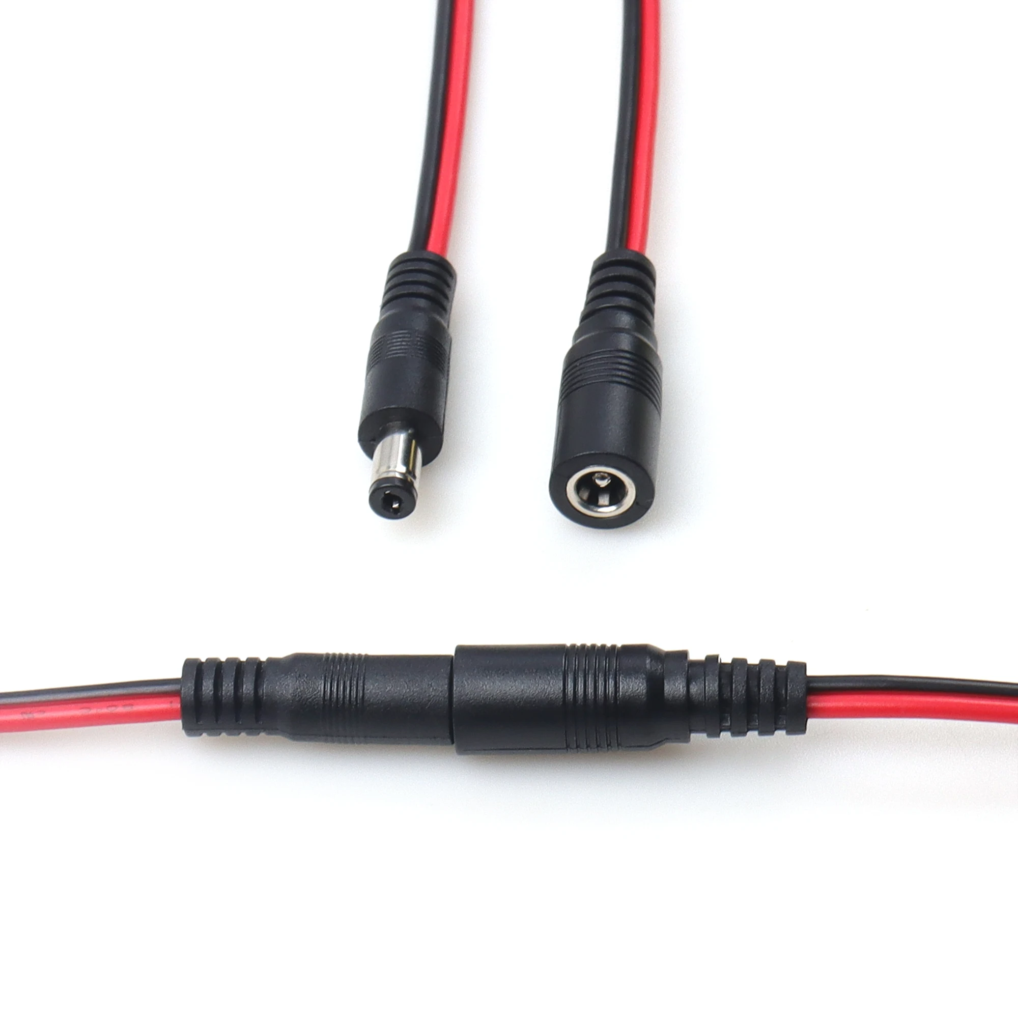 【LANO】DC5.5*2.1mm Male and Female Pigital Power Cable 12v DC Cable for Solar,Open tail with a 10mm opening.Red and black paralle