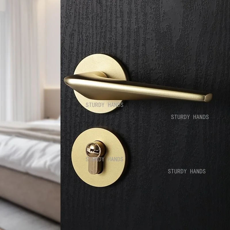 Aluminum Alloy Gold Door Lock Bedroom Door Lock Only Applicable for New Door Installation Silent Lock Body Hardware Accessories