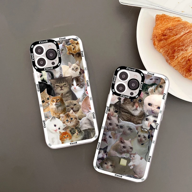 Crying Cat Memes Phone Case for iPhone 11 12 13 Mini Pro Max 14 Pro Max Case shell