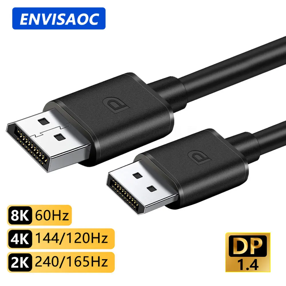 DisplayPort 1.4 Cable 8K 4K HDR 165Hz 60Hz Display Port Adapter For Video PC Laptop TV DP High Speed 32.4Gbps Display Port Cable