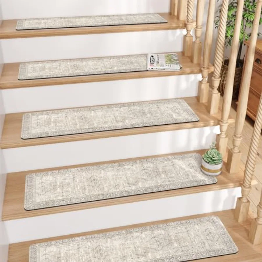 

Stair Treads Non Slip 15PCS 8"x30" Stair Runner Rubber Backing Carpet Stair Treads for Wooden Steps Washable Safety Carpet for