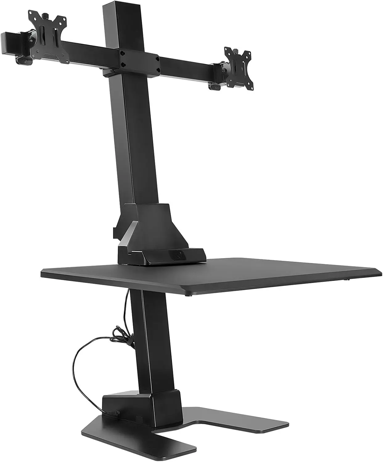 Double Monitor Electric Standing Desk Converter - 2 Screens Stand Up Desk Riser - Height Adjustable Desktop & 2 Mounts for Scree