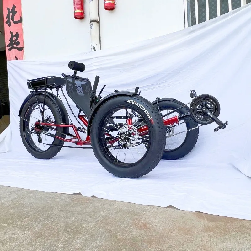 Three-wheeled off-road electric bicycle fat tire horizontal tricycle